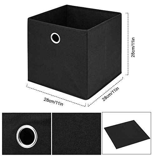 Black Storage Cube Bins 11x11x 11 Inch Cubes Organizer Storage Bins Foldable Fabric Strorage Boxes Collapsible Cubicle Storage Baskets Cloth Cube Inserts Storage Drawer for Cube Organizer QY-SC18-3