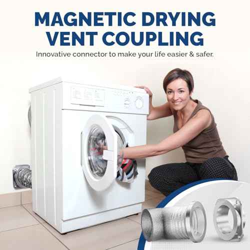 Magnetic Dryer Vent Coupling DV180 - Airtight Seal, Quick-Connect & Easy Clean, Strong Magnet Self-Alignment, Includes 4" Duct and two Clamps