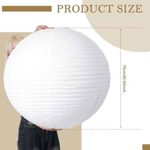 5 Pcs 30 Inch White Paper Lanterns White Chinese Moon Paper Round Lamp Japanese Hanging Lantern for Wedding Bridal Shower Decoration Anniversary Birthday Party Supplies
