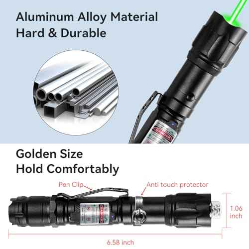 [2 Packs] Rechargeable Green Laser Pointer High Power Green Beam Light Long Distance Range for TV/LED/LCD Screens Tactical Flashlights Presentation Office/Outdoors/Astronomic/Construction [005]