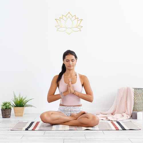 CREATCABIN Mandala Lotus Acrylic Mirror Wall Stickers Flower 3D Mirror Decals Golden Mirror Modern Art Mural Wall Stickers Decor Self-Adhesion Removable for Living Room Bedroom Home 11.5 x10.2Inch