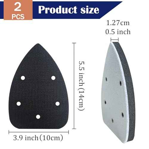 2 Pack Mouse Detail Sanding Interface Pads 5 Holes, Hook and Loop Mouse Sander Triangle Sanding Pads, Foam Pads for Detail Sander 140mm*100mm