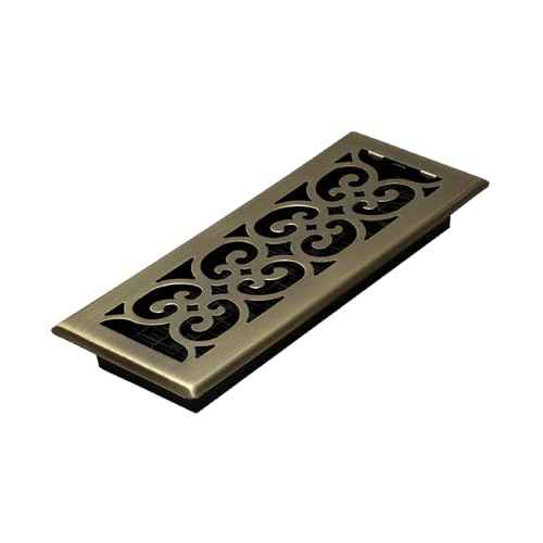 Decor Grates (4-Pack) SPH412-A Scroll Design Floor Register, 4x12 Inches, Antique Brass Finish