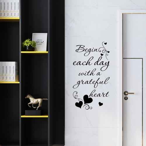 Begin Each Day with a Grateful Heart Vinyl Wall Decals Quotes Home Decor