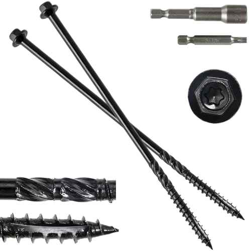 #14 x 10 Wood Structural Screws 50 Pack Hex Head Lag Screws, Rust Resistant Timber Screws for Timber/Log/Landscaping Wood (Black)