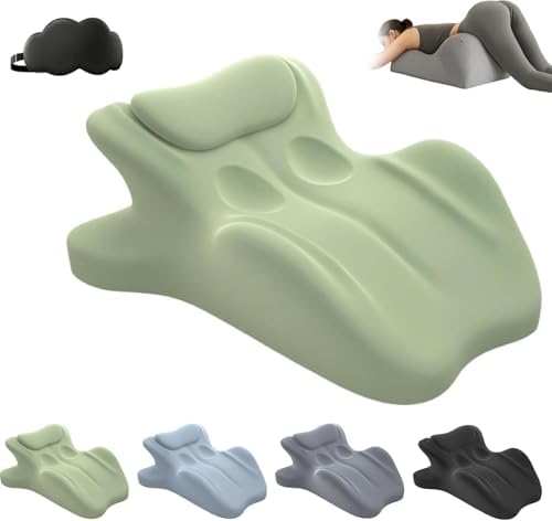 Ergonomic Couples Pillow, 27° Angle Perfect Position Butt Cushion for Couple, Pillows Memory Foam, Waist and Neck Support, Multi Position Comfort Perfect Position Instantly (Green)