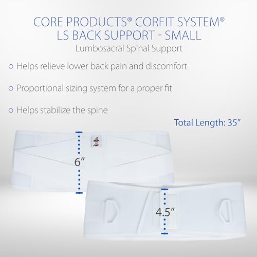 Core Products Corfit LS Lumbar Support Adjustable Back Brace for Pain Relief, Men/Women - White, Small