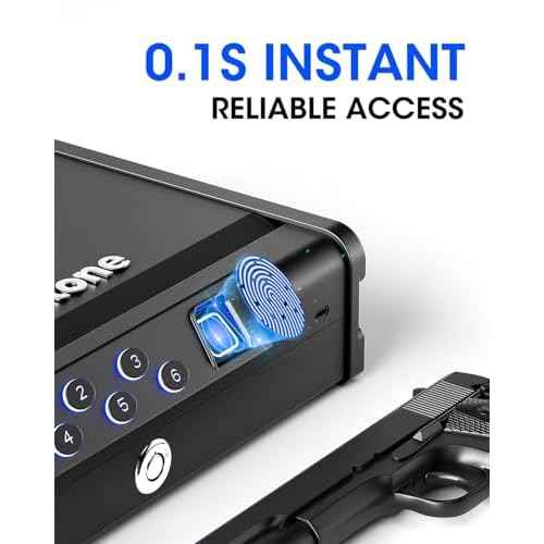 Gun Safe, Biometric Gun Safe for Pistols, Easy Edition, 3 Ways Quick Access With Fingerprint/Digital Keypad/Key, Smart Handgun Safe for Home Bedside Nightstand Car