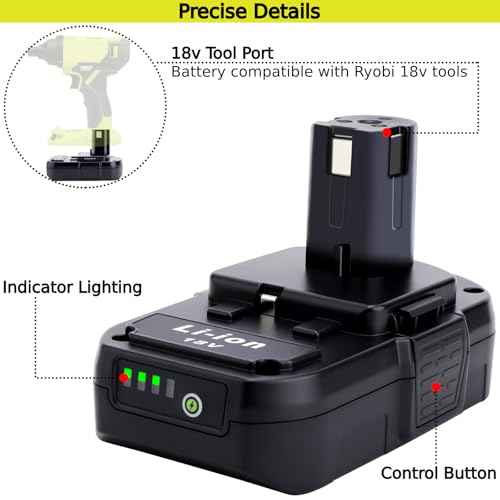 2 Pack 18V 3.0Ah Lithium Replacement Battery Compatible with Ryobi 18V Cordless Power Tools, Replacement for 18V Battery P102 P103 P104 P105 P106 P107 P108