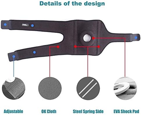 Patella Knee Brace for Arthritis Pain and Support with Side Stabilizers for Meniscus Tear, Women, Men, Acl, Running, Mcl, Tendonitis, Athletic, Lcl - Adjustable Neoprene Open Knee Sleeve -Grey