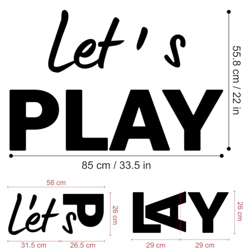 Let's Play Wall Decals Kids Room Wall Stickers, Removable Vinyl DIY Wall Murals Wallpaper for Nursery Children Baby Kids Boys Girls Bedroom Living Room Home Decoration