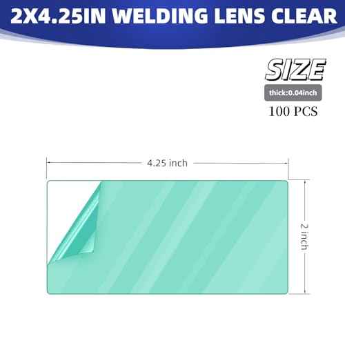 100 Pcs of 2" x 4.25" Universal Welding Helmet Hood Replacement Clear Lens Cover 2x4 1/4 optical grade Premium Quality Clear Plastic Cover Lenses