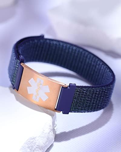 Personalized Sport Medical Alert Bracelets for Women Men - Custom Medical ID Bracelets with Free Engraving - Hook and Loop/Elastic/Stainless Steel/Silicone Watch Wristband Emergency Bracelet