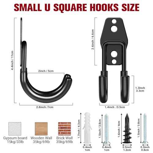 Garage Storage Utility Hooks 12 Pack, Small J Shaped Steel Heavy Duty Hanger, Anti-Slip Coating Wall Mounted Storage System, Power and Garden Tool Organizer, Ladders, Ropes, Hose, Bulk Items
