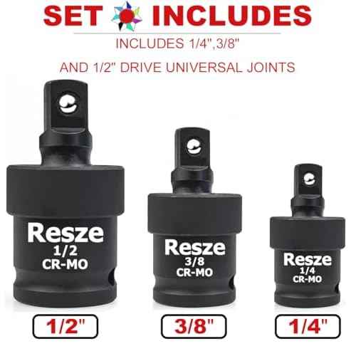 3PCS Universal Joint Swivel Socket Adapter Set (1/4", 3/8", 1/2"), 360¡Æ Rotating, Chrome-Plated Steel, Universal Fit, Anti-Slip Design - Heavy-Duty Automotive & DIY Mechanics Tool Kit