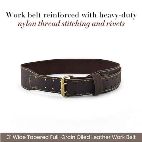 Style N Craft - 3" Wide, Long, Tapered Full-Grain Oiled Leather Work Belt, Durable, Stylish and Rugged, available in 3 sizes