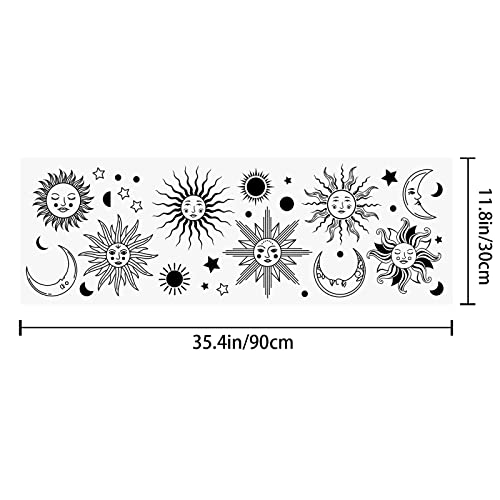 PLIGREAT Sun Crescent Star Moon Faces Wall Stickers, Waterproof Removable Vinyl Peel and Stick Wall Decals for Bedroom Living Room Boho Ethnic Wall Decorations Home Indoor DIY Wall Art Decor