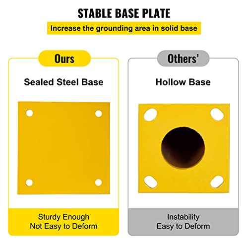 BestEquip Safety Bollard 36-4.5 Safety Barrier Bollard 4-1/2" OD 36" Height Yellow Powder Coat Pipe Steel Safety Barrier with 4 Free Anchor Bolts for Traffic-Sensitive Area