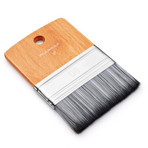 Fuumuui Flat Paddle Paint Brush, Scale Brush, Large Paintbrush, Wide Flat Brush with Short Handle for Oil and Acrylic Paints - 3 Inch