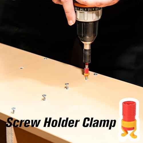 4 Pcs ABS Screw Gripper Holder Clamp Fixing Set for Drill, Fits Screwdrivers Bit Diameter of 6-8mm Holding Tool for Woodworking (Red)