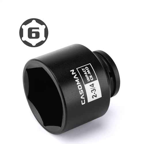 CASOMAN 3/4" Drive x 2-3/4" Shallow Impact Socket, 6-Point, SAE, CR-MO