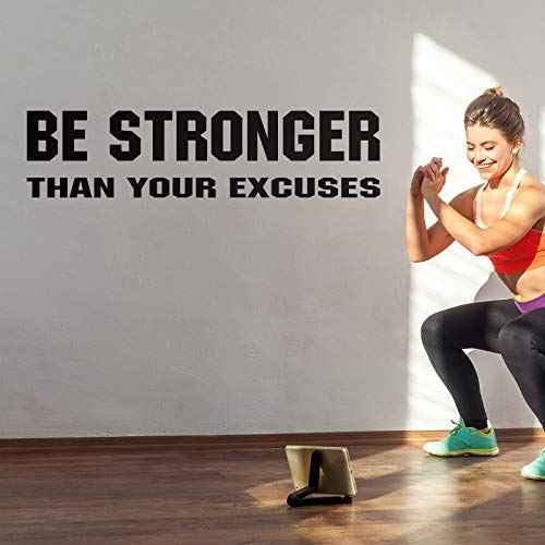 2 Pieces Gym Wall Decal Motivational Vinyl Wall Decals Be Stronger Than Your Excuses Sticker Don't Wish for it Work for it Large Gym Quote Home Decor Stickers for Home Yoga Exercise Fitness
