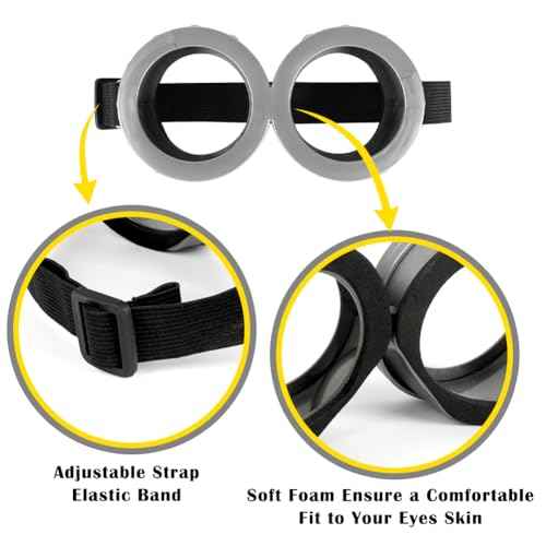 3Pcs Halloween Costume Accessories Adults Steampunk Goggles Glasses Yellow Beanie Hat Black Gloves for Men Women Halloween Cosplay Party