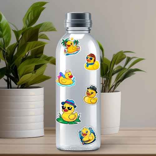 Rubber Duck Stickers 50 Pieces Vinyl Waterproof Decal for Laptop Water Bottle Phone Car Window Bike Motorcycle Stakeboard Scrapbook Ducks Sticker Gifts for Kid Teen Adult