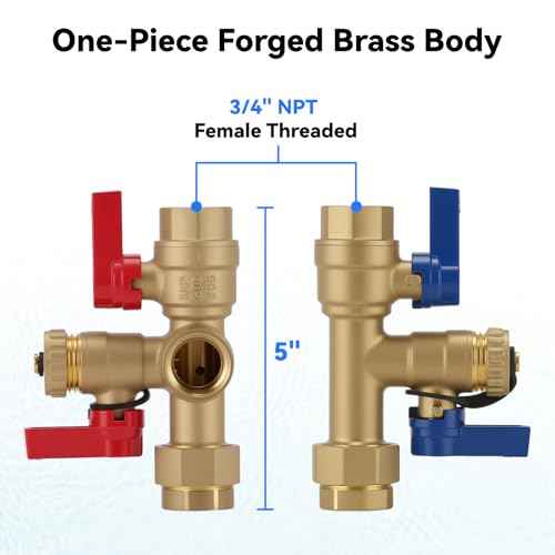 Solimeta 3/4 Inch IPS Isolator Tankless Water Heater Service Valve Kit with Pressure Relief Valve, Lead-Free Brass