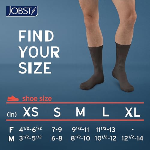 JOBST SensiFoot Diabetic Compression Socks for Men and Women 8-15 mmHg with Seamless Toe and Moisture Management - Extra Padding in Toe, Foot, and Heel Area - Crew Length - Closed Toe - Brown, Small