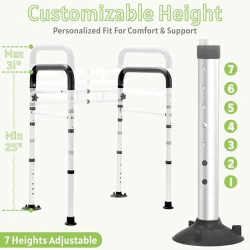 Toilet Safety Rails for Seniors - Adjustable & Foldable Medical Toilet Safety Frame - Heavy Duty Stand Alone Toilet Handles Support for Elderly Disabled & Handicap - Fits Most Toilets (380 lb)