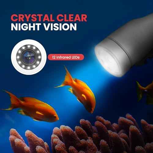 Pyle 4.3" LCD Portable Underwater Fishing Camera ? 1000TVL Waterproof Fish Finder with 12 Infrared LED Lights, IP68 Rated for Ice, Lake & Ocean Fishing, Carry Case Included (Black)