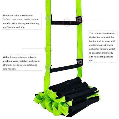 Fire Escape Ladder with 2 Heavy Hooks, 16.7 Feet Emergency Fire Ladder for 2-3 Story Homes, Reusable Safety Rope Ladders for Balcony Railing Treehouse, Green