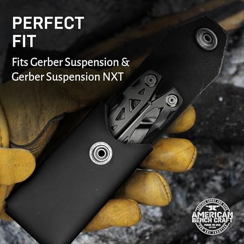 Riveted Leather Multitool Sheath for Leatherman Surge, Super Tool 300, CORE (Black) - Full Grain Leather Belt Tool Holder - Multi Tool Holster w/Solid Brass Rivets
