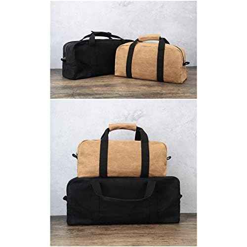 Heavy Duty Waxed Canvas Tool Bag, Multi-Purpose Waterpoof Garden Tote Bag, Portable Carry On Pouch (Black)