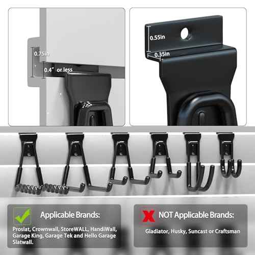 Slatwall Accessories 14PC,Slatwall Hooks with 1 Extra Round Strengthen Welding Spot,Slat Wall Hanging Hooks and Hangers,5 Sizes with Extension Cord Organizer(Black)