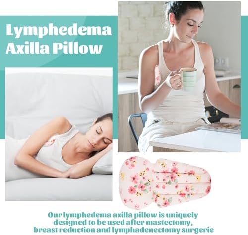 Lymphedema Axilla Pillow Armpit Pain Relief Mastectomy Recovery Supplies, 4PCS Cotton Lumpectomy Mastectomy Pillows Post OP Multicolor Breast Surgery Pillow (Pink Flower)