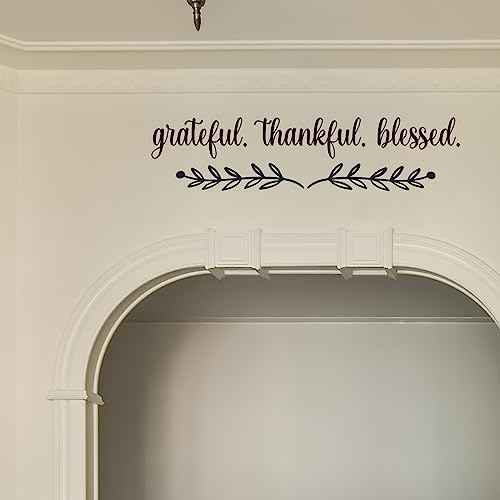 Vancetyno Grateful Thankful Blessed Vinyl Wall Decal Inspirational Quote Wall Art Mural Kitchen Dining Room Decal Home Decor