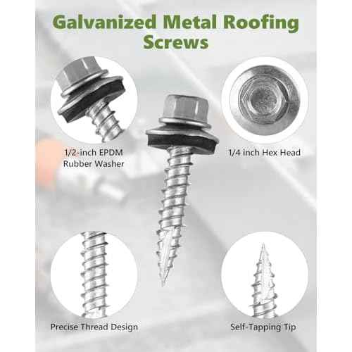 Metal Roofing Screws#10 ¡¿ 1 Inch, 1000Pcs Zinc Plated Hex Head Metal Roof Screws with Rubber Washers for Metals and Corrugated Roofing Panels (Hex Socket Included)