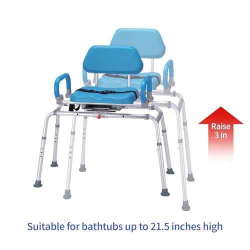 CP Extension Tube for Sliding Shower Chairs/Tub Transfer Bench, Aluminum, Silver, 3 Inch Height Increase, Suitable for Bathtubs Up to 21.5 Inches