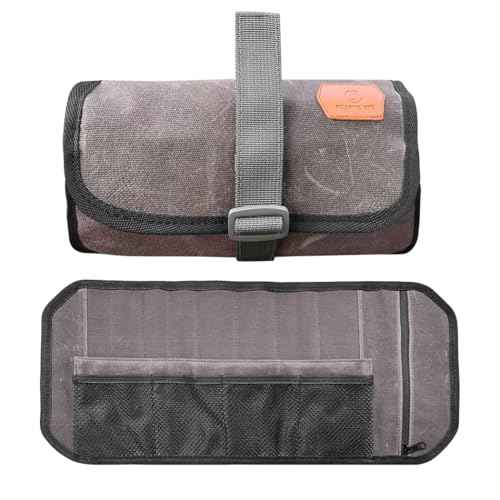 Roaring Fire EDC Pouch Pocket Organizer for Men, Multitool Pouch Waxed Canvas Mini Tool Roll Bag for EDC Gear Tools Knives Survival Kits