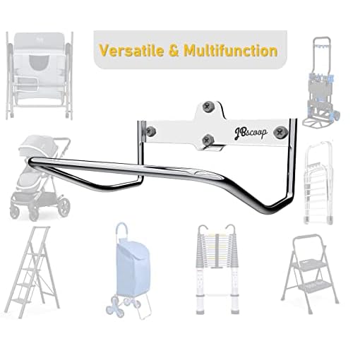 JBscoop 2 Ladder Hooks Wall Mount for Ladder Storage Strollers and Folding Chair, Heavy Duty Lader Holder Rust Proof SS304 (2)