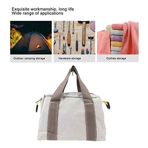 Wide Mouth Tool Bag, Hardware Storage Bag with Large Capacity and Plumbers Handle for Wrenches, Screwdrivers, Pliers (12in / 30.5cm)