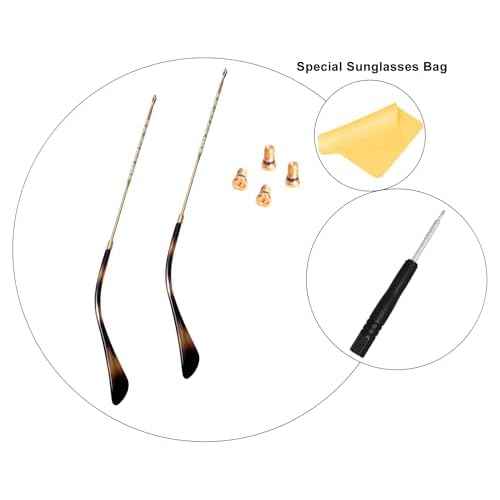 Replacement Temple Arm,Temple Tips for Ray ban RB3447 RB3547N RB3548N RB3647N Sunglasses,with 4 Screws,1 Screwdriver (Brown)