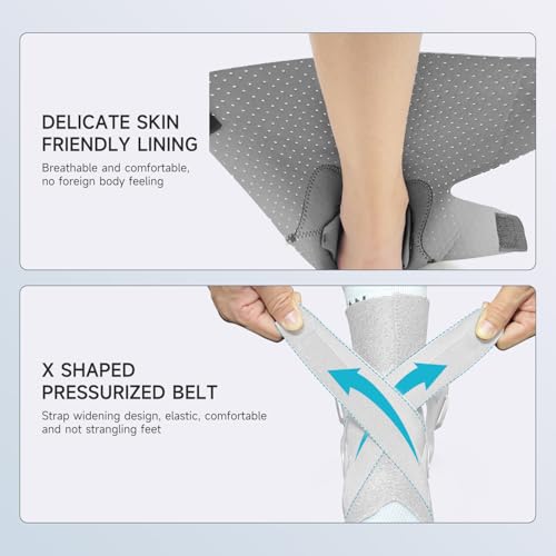 Right Ankle Brace for Women & Men - Ankle Support Sprained Ankle Brace for Achilles,Tendon,Sprain,Injury Recovery,Ankle Support Brace for Running, Basketball, Football (Grey,M,Right)