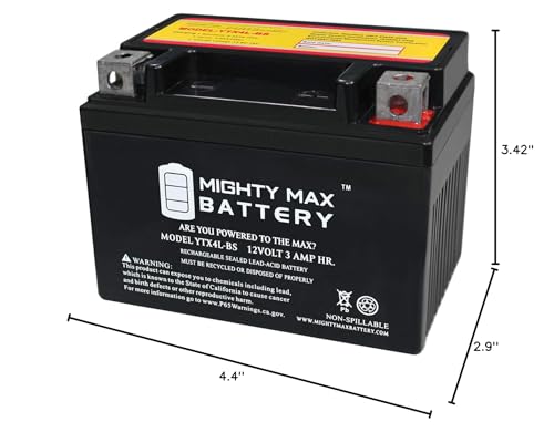 Mighty Max Battery YTX4L-BS SLA Battery for ATV Quad Dirt/Pit Bike 50/70/110/125 CC Brand Product