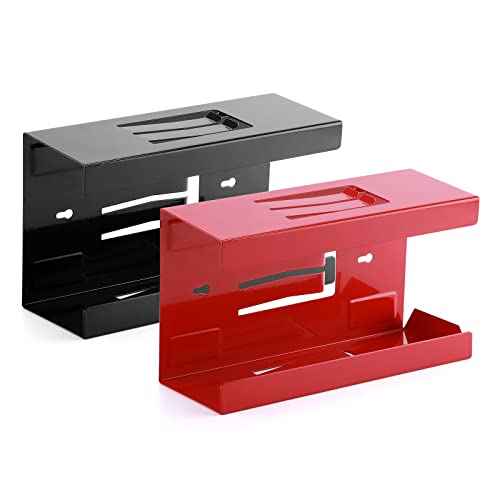 AIRTOON 2PCS Magnetic Glove Dispenser, Disposable Gloves Box Holder, Glove Holder for Wall Mount, Magnetic Glove Box Holder, Red and Black