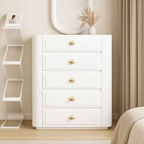 QOGRISUN 15-Pack Solid Brass Cabinet Knobs, Round Ball Gold Knobs for Dresser Drawer, 1.1-Inch Diameter, Sphere Cabinet Pulls, Brushed Brass Finish