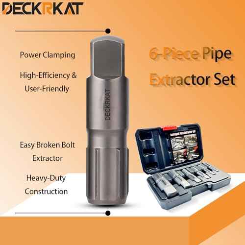 Heavy-Duty Pipe Extractor Set ? 6 Piece Broken Pipe Removal Tool Kit for 1/8" to 1" Threaded Pipes and Fittings Including 1/8" 1/4" 3/8" 1/2" 3/4" 1" National Standard Pipes, with Rugged Storage Case.