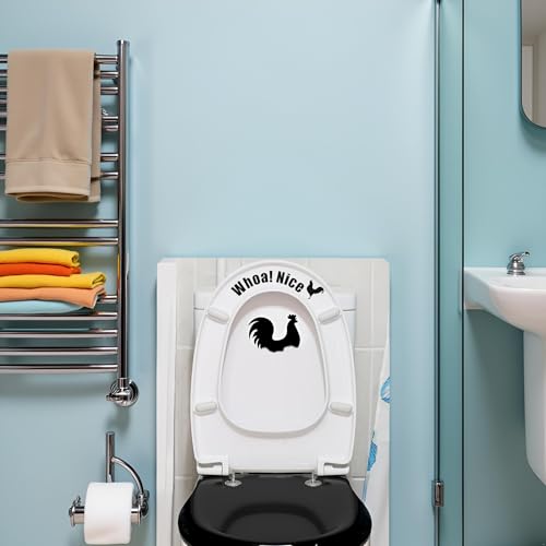 Funny Cock Toilet Stickers,Whoa Nice Sticker Decal,Prank Stickers,Waterproof Vinyl Wall Art Sign Decor,Removable Self-Adhesive Seat Quote Murals for WC Restroom Door Seat Decoration